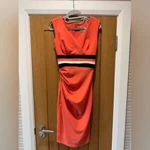 Diva Coral and Black Midi Dress
